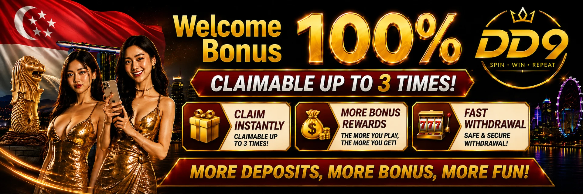 Welcome Bonus 100% — claimable up to 3 times